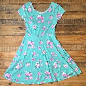 Authentic American Heritage Floral Kids Dress - Teal and Pink size L (14)